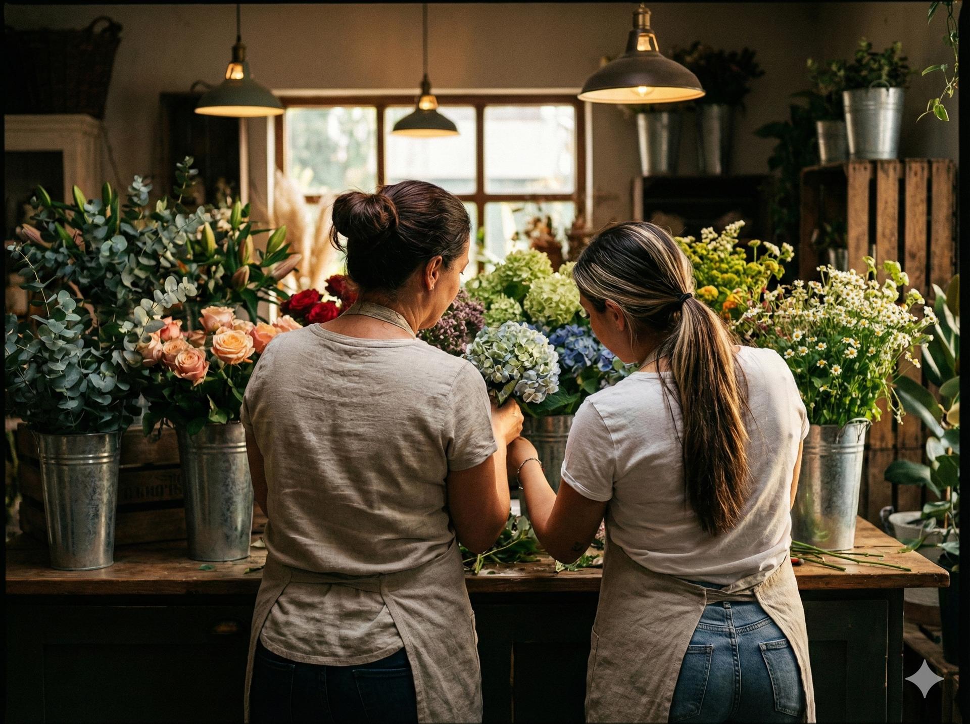 Mother and Daughter Florists in Studio